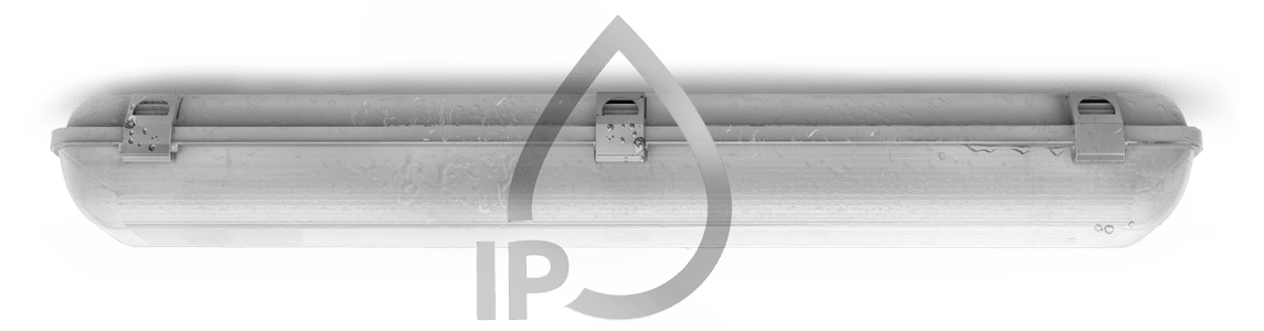 Wet batten fixture with IP Rating icon