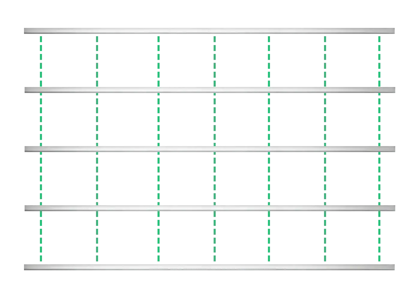 Diagram showing one-way suspended grid ceiling