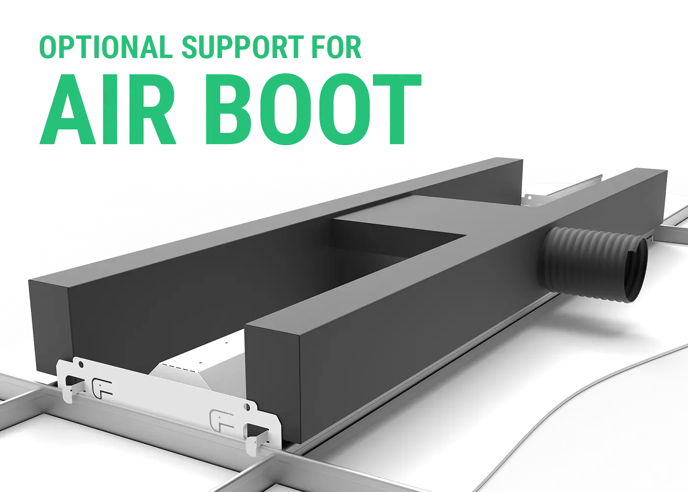 Air boot duct attached to ceiling troffer frame